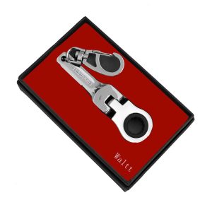 Silver 10mm ratchet wrench keychain Gift box